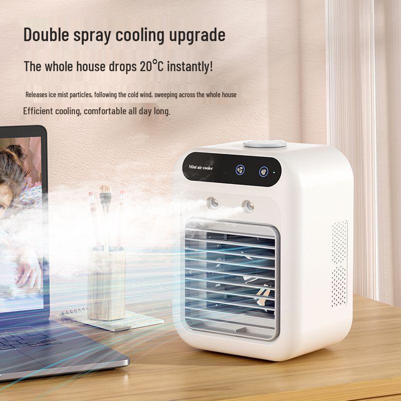 Portable Mini Air Cooler & Humidifier - Silent Cooling Fan for Home and Dormitory