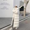 New Lulu nine-grid medium and long white duck down over the knee down jacket hooded thickened autumn and winter women's coat