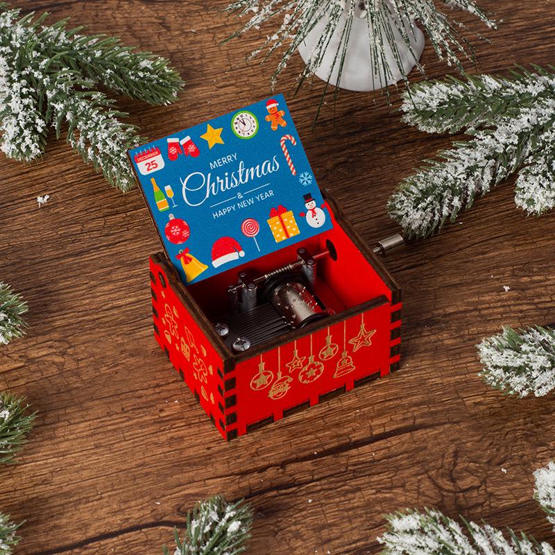 Wooden Hand-Cranked Christmas Music Box Ornament