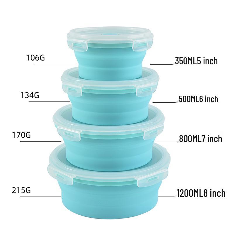 Portable Foldable Silicone Bento Box - Microwave Safe for Outdoor Meals