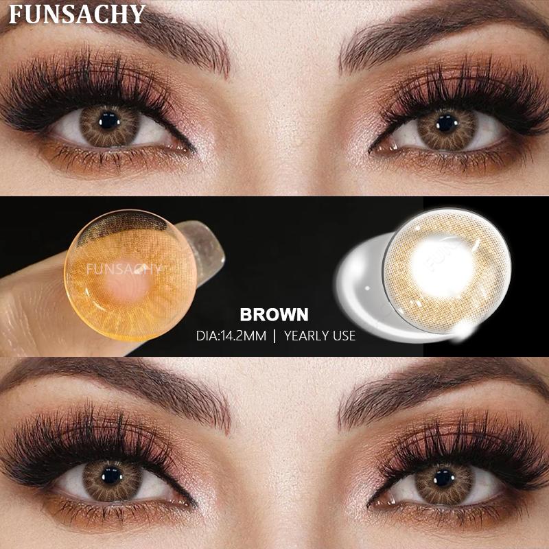 FUNSACHY 1 Pair Colored Contact Lenses for Eyes Blue Lens Gray Green Eye Makeup Natural Lenses Fashion Beauty Cosmetics Pupils