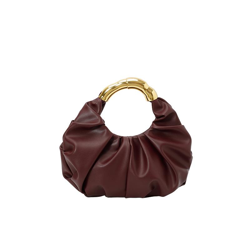 Fashi Borse da Donna Arricciate Manico in Metallo di Lusso Borse a Mano Lusso Morbido PU Pelle Piccola Borsa Tote Elegante Borsa a Pochette da Festa 2026