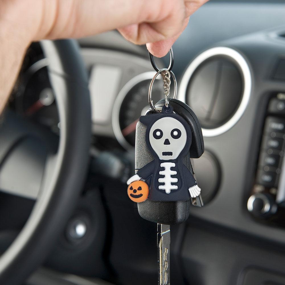 Halloween Cute Cartoon Jack-o '-lantern Ghost Car Keychain Pendant Ornaments Interior Rearview Decoration Mirror Accessories