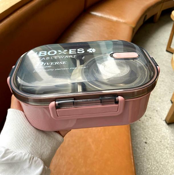 Double Layer Stainless Steel Lunch Box Leak-Proof Bento Box Dinnerware SetMicrowave Adult Student Food Container, Large Capacity