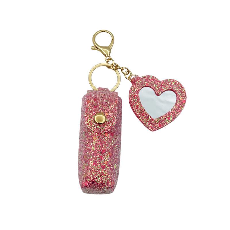 Compact Leather Lipstick Organizer Keychain: Elegant Mini Bag Pendant Accessory