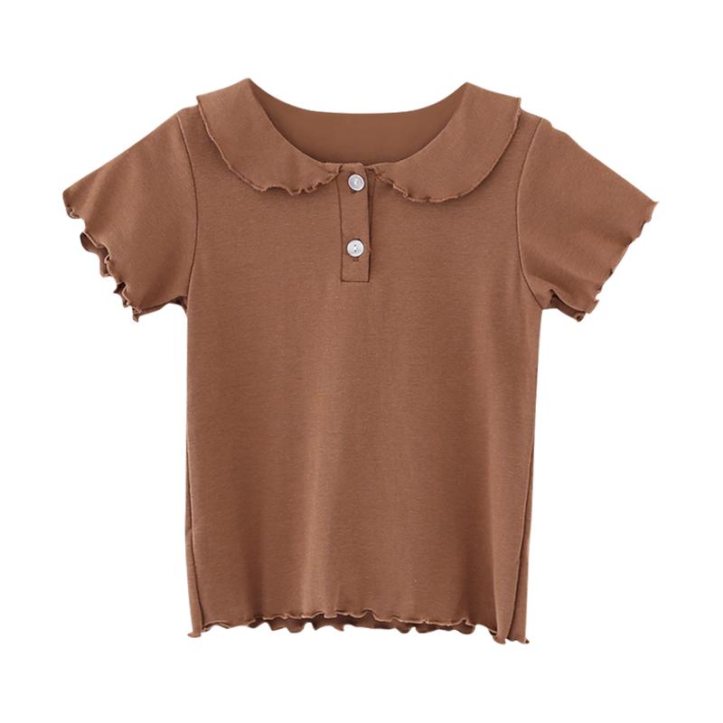 

Летний топ с кружевными лацканами и короткими рукавами для девочек 120