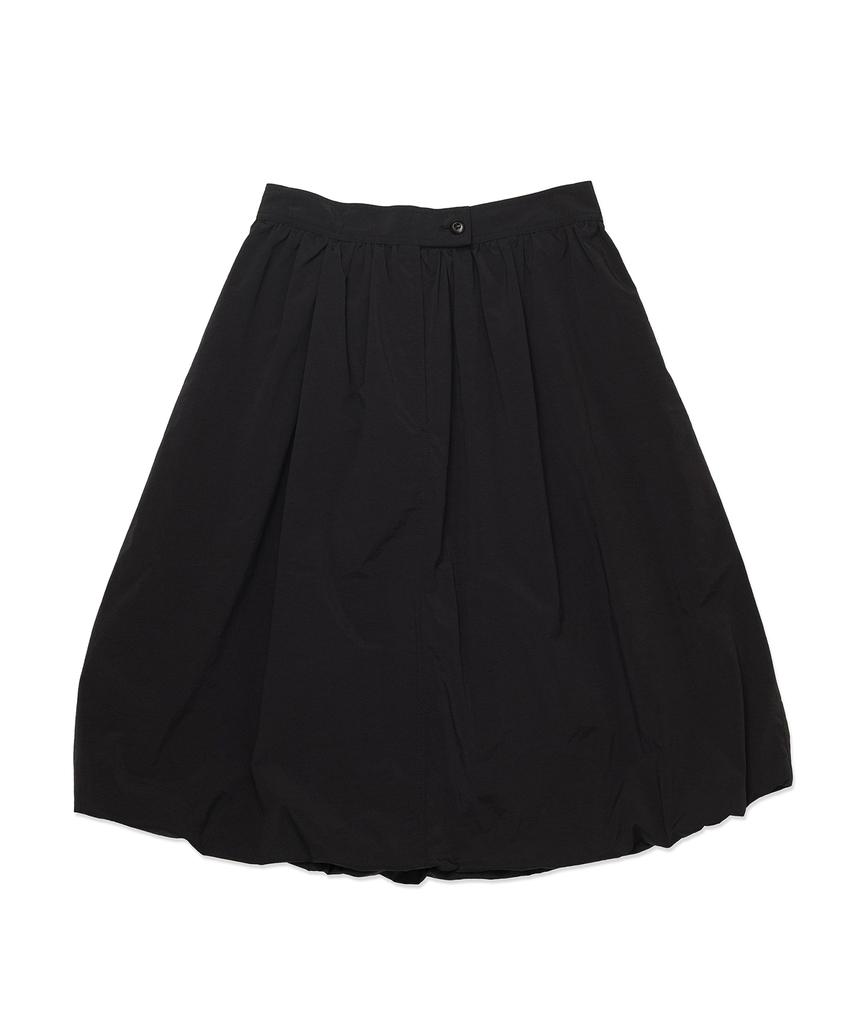 Cotton Bell Shirred Balloon Skirt - Black