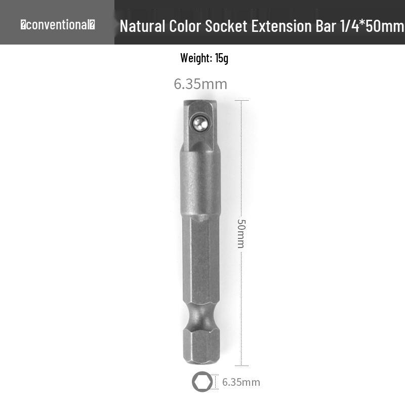 Electric Wrench Head Socket Adapter: Hex Shank to Square Drive Extension