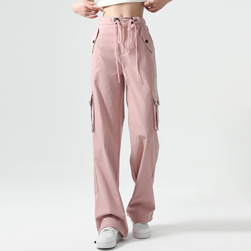 Women's High Waist Cargo Pants Wide Leg Trousers Vintage Casual Pocket Loose Workwear Long Pants For Autumn Winter