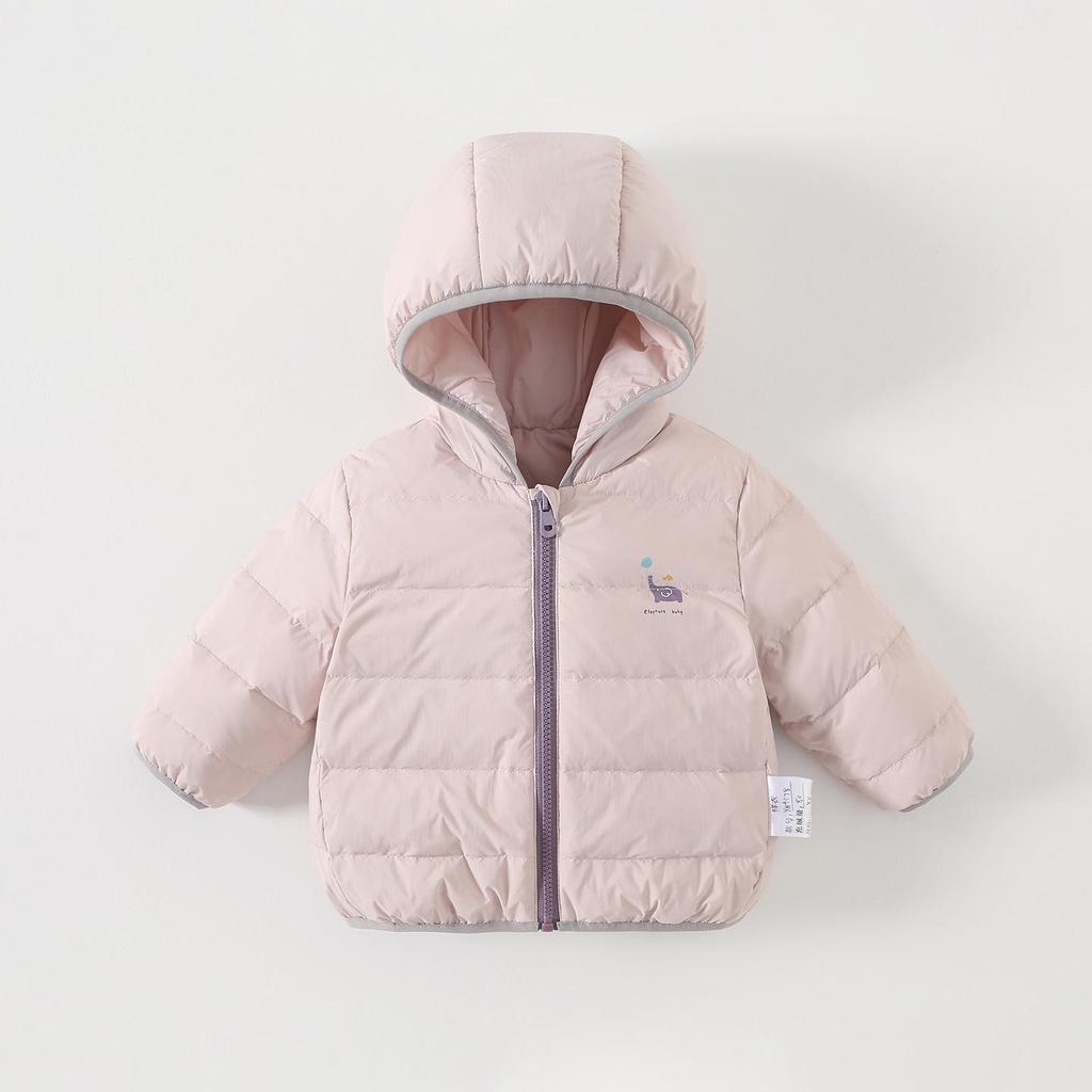 Infant & Toddler Down Hoodie: 2026 Autumn/Winter Baby Girls' Lightweight White Duck Down Casual Jacket