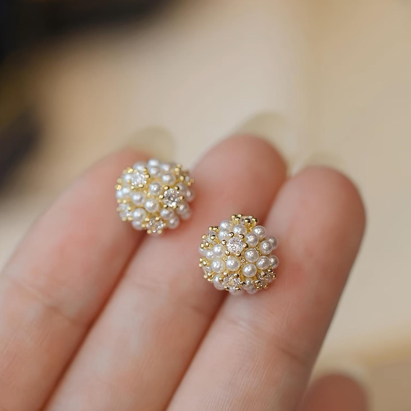 

Elegant Simple Stud Earrings, Zinc Alloy Copper with Plastic Mosaic, Daily Wear for Ladies, 1 Pair One-size золотий жовтий колір