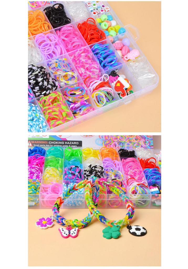36-Grid Loom Kit: 1600 Rainbow Bands & Weaving Tools for DIY Educational Children's Bracelet Crafts