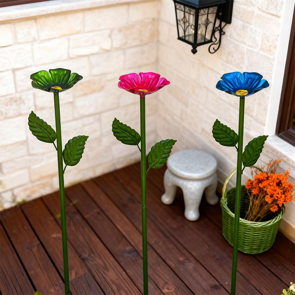 Garden Wrought Iron Flowers Decor Animal Food Cups Multi-color Flower Grass Lawn Layout Bees Animals Metal Water Dispensers