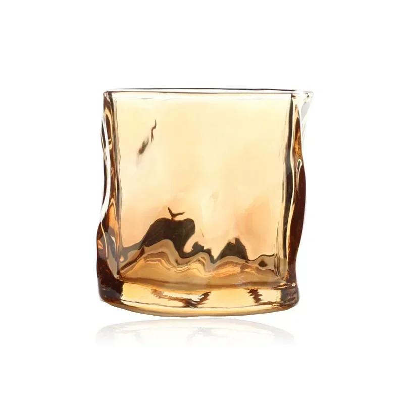 Transparent Glass Wine Mug Refraction of Light Rays Design Wine Whiskey Coffee Cup Household Special-shaped Whiskey Water Cup