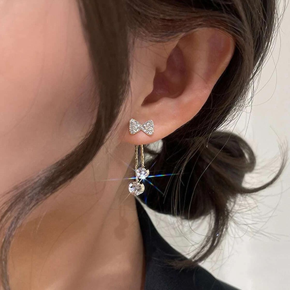 

Легкие роскошные серьги-цепочки с когтями, серьги-бабочки с бахромой из полных бриллиантов, универсальные женские серьги-гвоздики темпераментного дизайна золотой