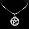 Witch Pentagram Necklace for Women Men Stainless Steel Silver Color Wicca Pagan Star Pentacle Alphabet Necklace Jewelry Bijoux