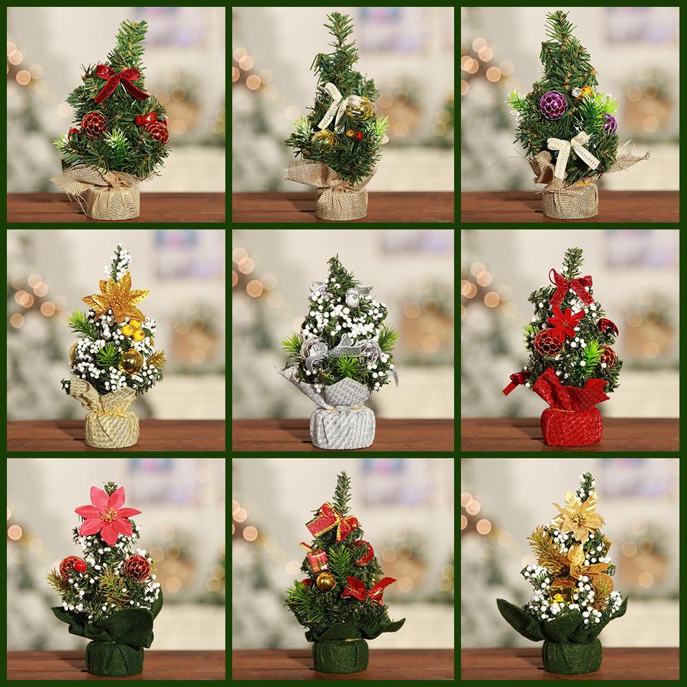 1PC Mini Christmas Tree Ornament Office Home Bedroom Christmas Gift Children New Year Party Decoration Desktop Supplies 20Cm