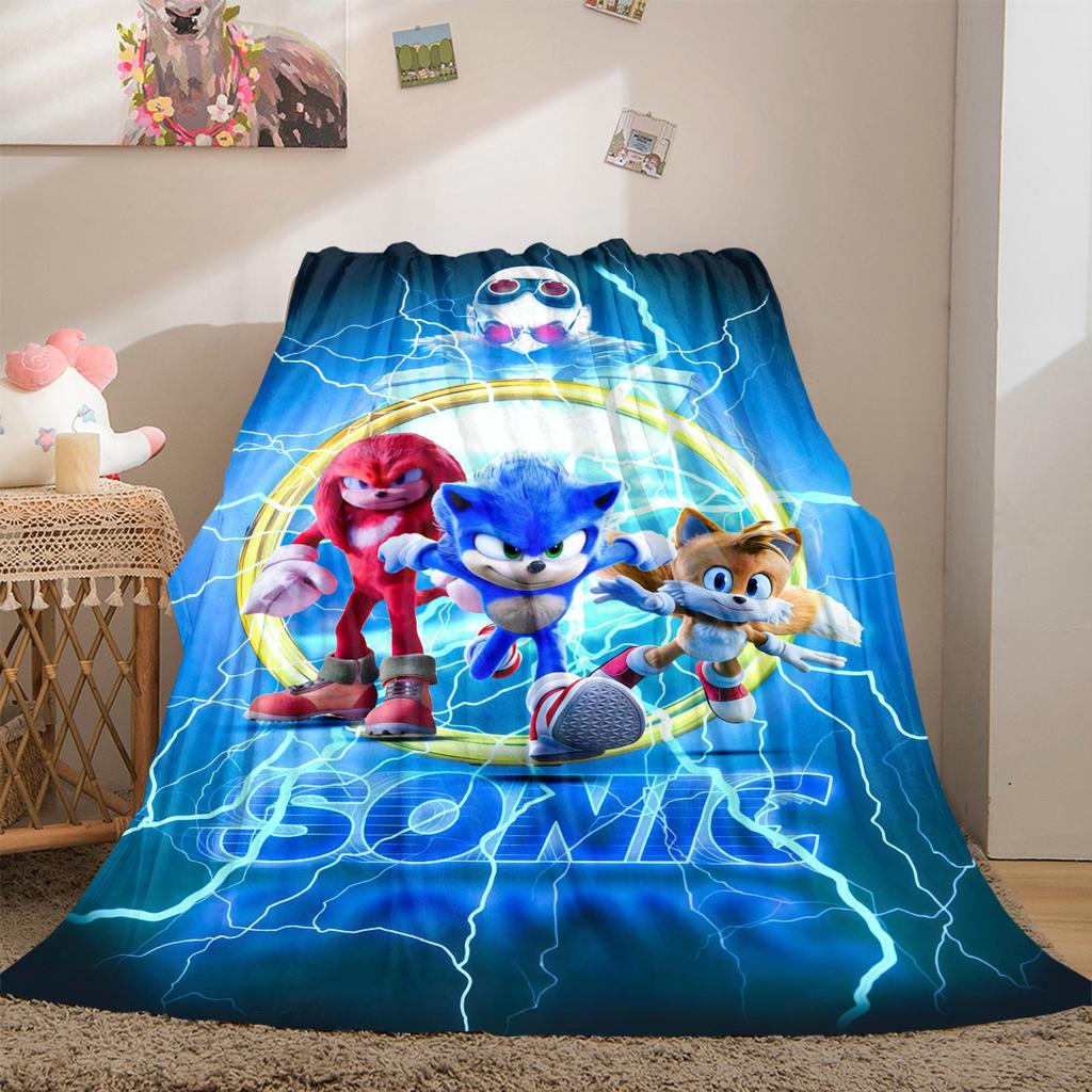 Sonic Flannel Lightweight Blanket Home Decor Sofa Bed Travel Cover Family Gift For All-Season LXRa30