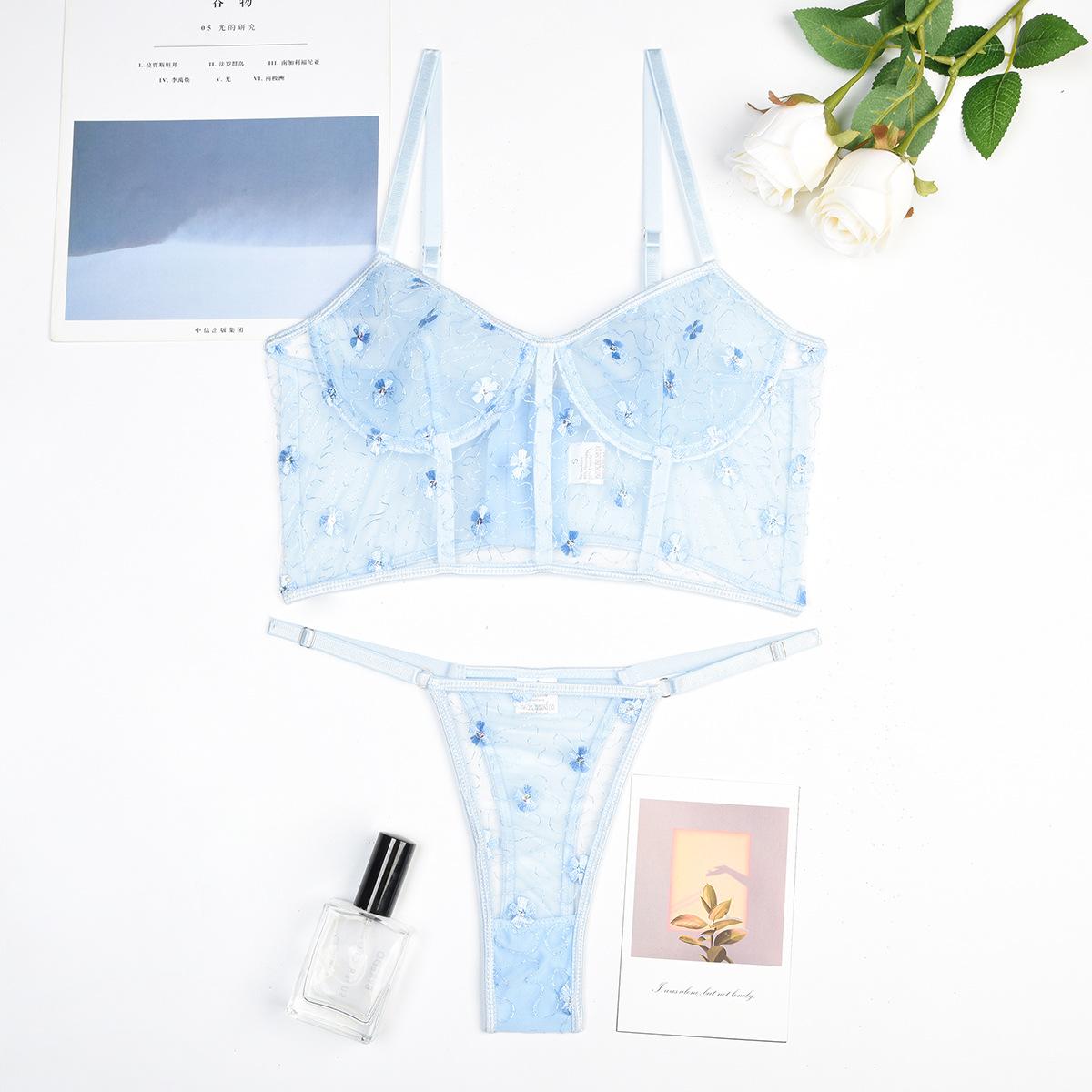 

Новый женский модный комплект сексуального нижнего белья с блестками XL светло-синий