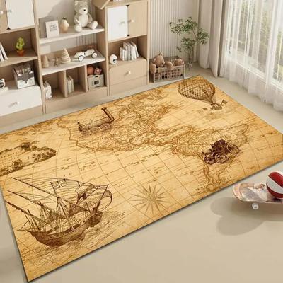 1pc Retro Navigation Map Bathroom Absorbent Mats Anti-Slip Mats Home Decor Supplies Carpets Home Kitchen Floor Mats