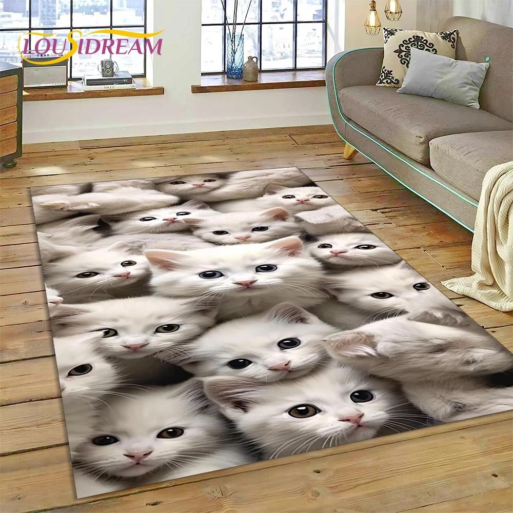 3D Persian Cat,Cute Calico Cat,Ragdoll Cartoon Rug Carpet for Living Room Bedroom Home Decor,Non-slip for Sofa  Doormat Gift Kid
