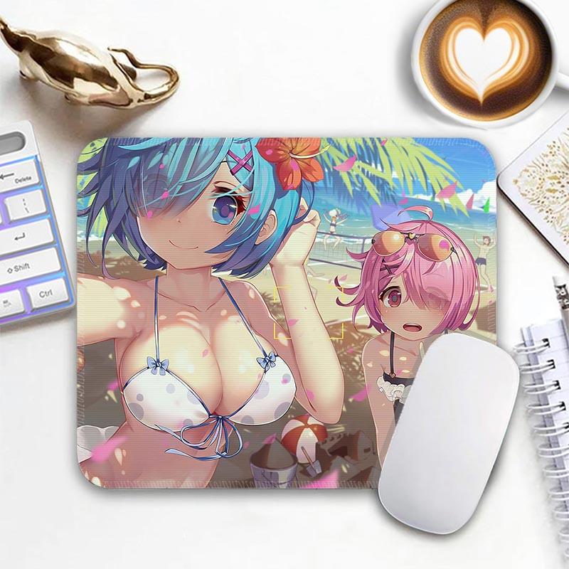 

Anime R_Rem R_Re Zero Mouse Pad Small Gaming Mousepad Gamer Non-Slip Edge Standard MousePads PC Compact Stitched Office Mousemat 26x21cm