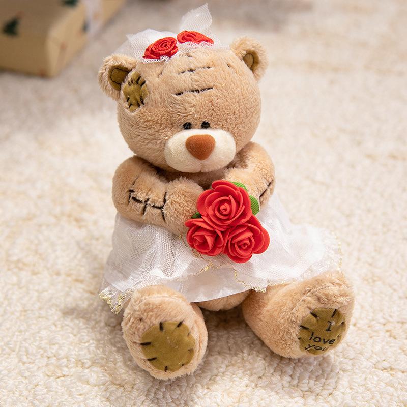 Patch Bear Doll Doctor Bear Doll Bride and Groom Teddy Bear Plush Toy Children's Soothing Doll Gift