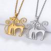 Couple Cats Pendant Necklace, Stainless Steel Minimalist Pet Jewelry, Dainty Chain Gift for Cat Lovers & Couples