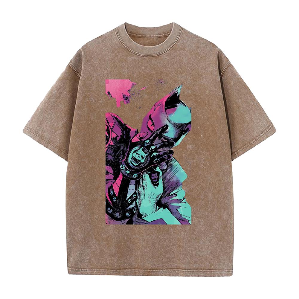 Killer Queen Kira Yoshikage Print T-shirt Anime JoJo's Bizarre Adventure Men Women Cotton Tshirts Washed T Shirt Harajuku Tops