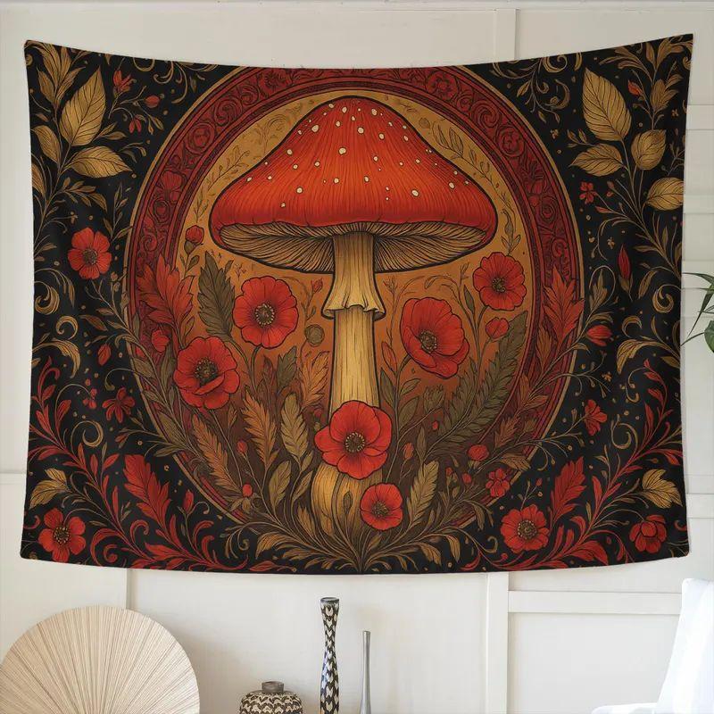 Tapestry mushroom red fly agaric and 75x100 чёрный