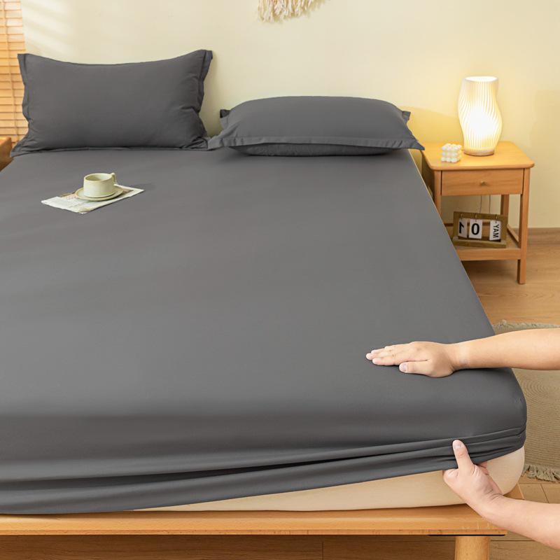 Solid Color Dustproof Fitted Sheet Set & Mattress Protector