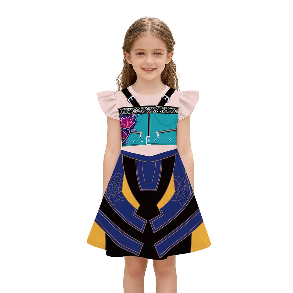 

Kids Girls Anime Cartoon 3D Digital Printed Dress Halloween Cosplay Costumes S