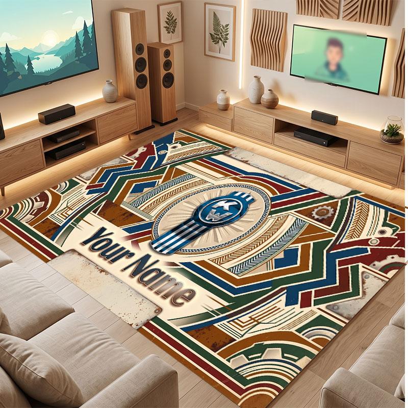 Kenworth Personalized Crystal Velvet Carpet, Customized Name Text Soft Anti‑Slip Rug for Living Room Bedroom