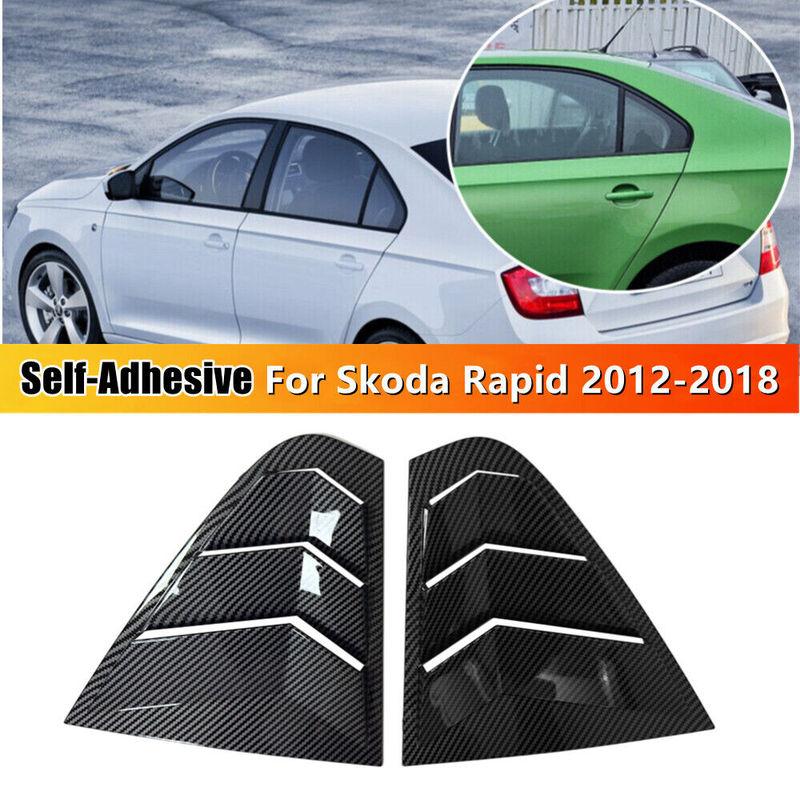 For Skoda Rapid Sedan 2012-2018 Car Rear Louver Window Side Shutter Cover Trim Sticker Vent Scoop ABS Carbon Fiber Accessories