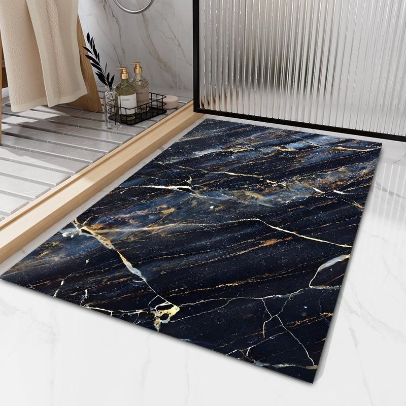 Modern Minimalist Marble Print Floor Mats for Bathrooms Kitchens and Bathrooms Mat  That Absorb Water Dry Quickly and Non-slip