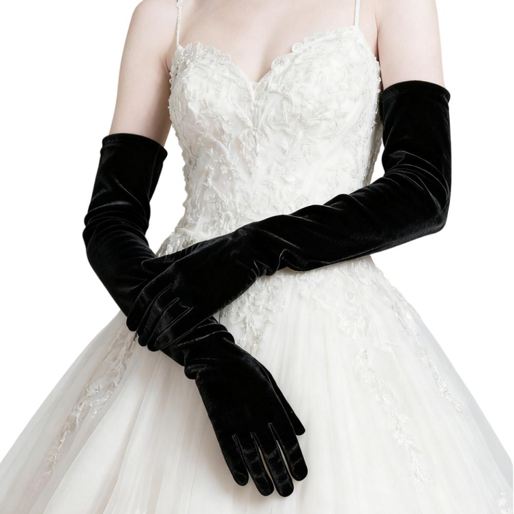 53cm Women's Fluffy Gloves Elegant Bride's Long Mittens Velvet Long Gloves  Dress-Up  Accessories