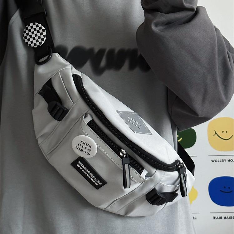 Bolsa Transversal Masculina Estilo Harajuku - Bolsa de Cintura Versátil para Ciclismo e Esportiva