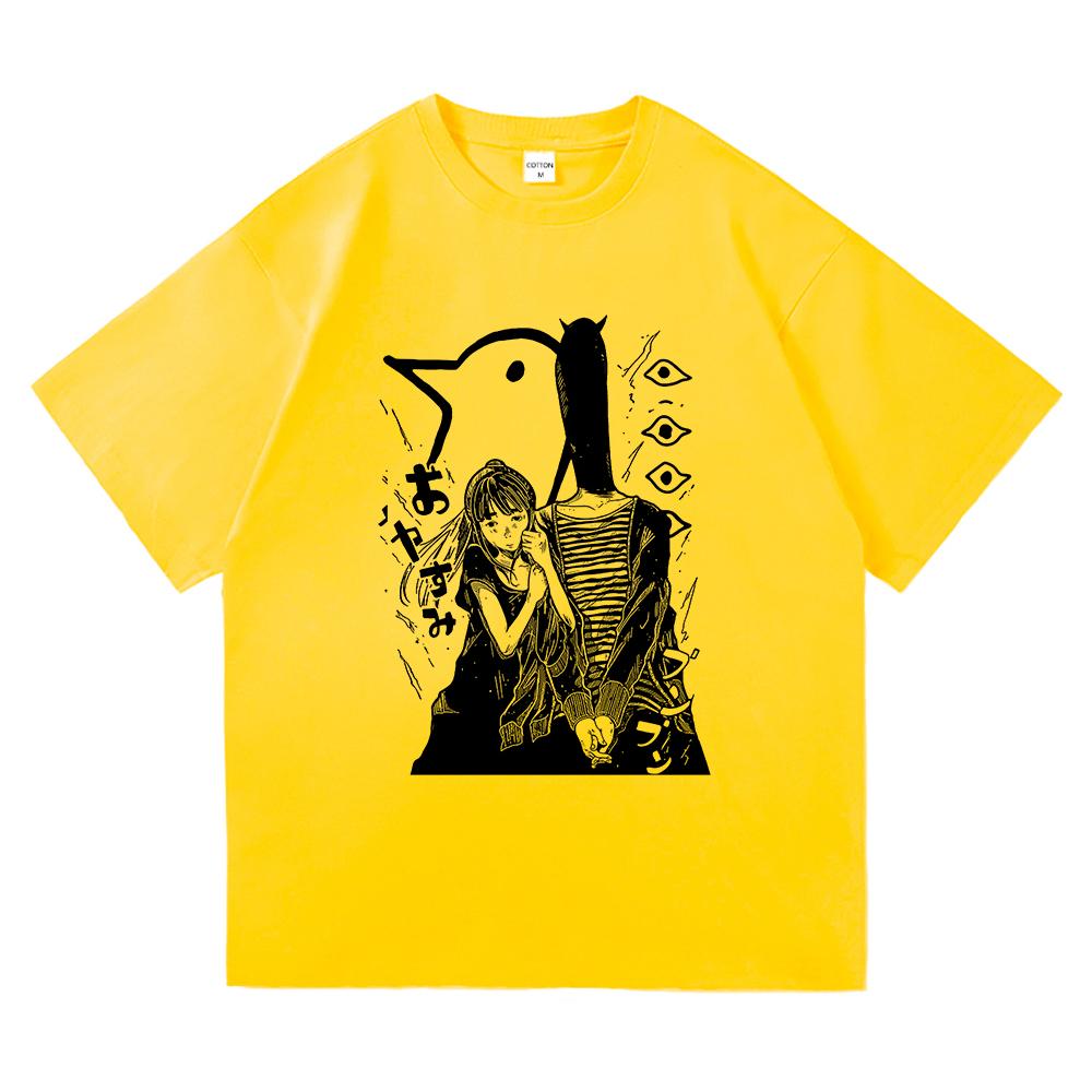 

Goodnight Punpun T Shirt Fashion Men Retro Oyasumi Punpun Aiko Tanaka T-Shirt Unisex Anime Manga Vintage Sand Cotton Tees Shirts 4XL