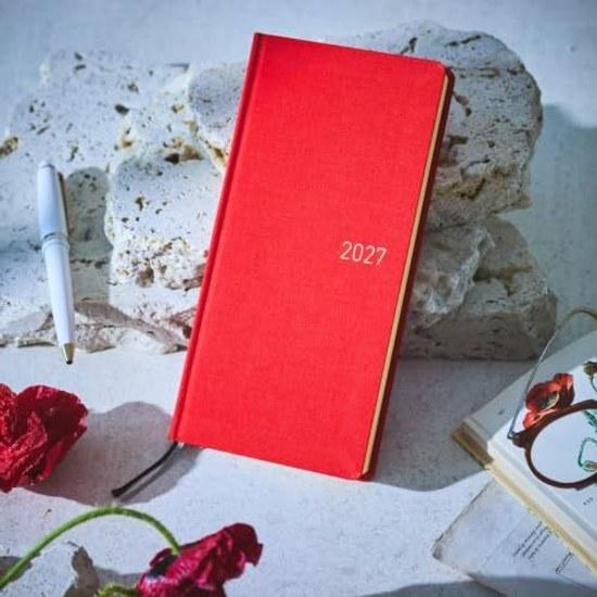 Hobonichi Techo 2027 Weeks English Version Colors Poppy Red January Start Weekly Planner Left Slim Vertical