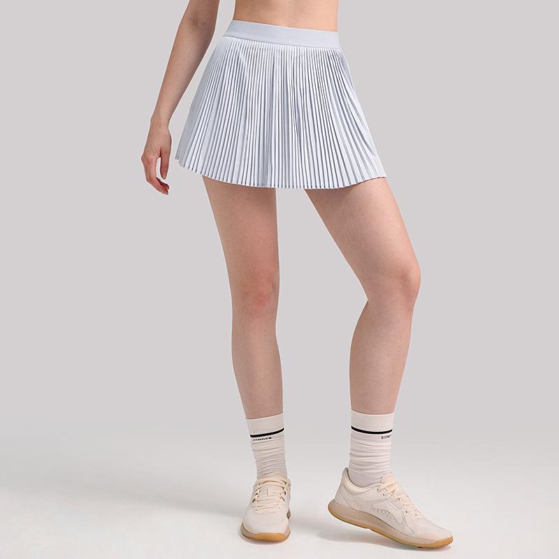 "Breezy, hip-covering athletic skirt: slimming, pleated design for outdoor fitness, tennis, and yoga."