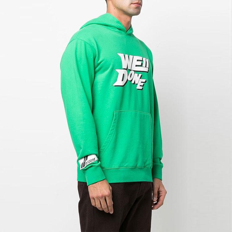 WE11DONE Ss22 Logo Kangaroo Pocket Drawstring Hoodie Unisex Hoodies Green WD-TH1-22-622-U-GR