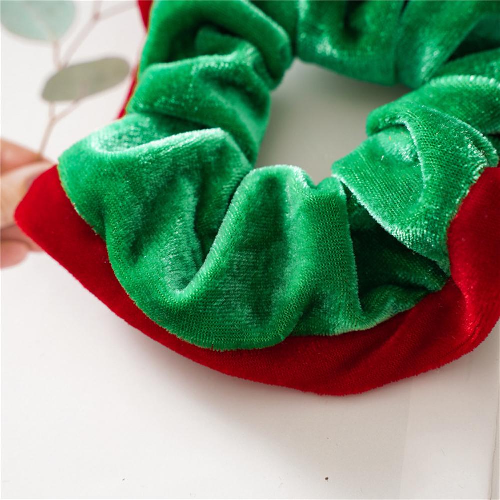 Winter Simple Elastic Patchwork Women Hair Rope Velvet Scrunchie Hair Bands Christmas Scrunchie