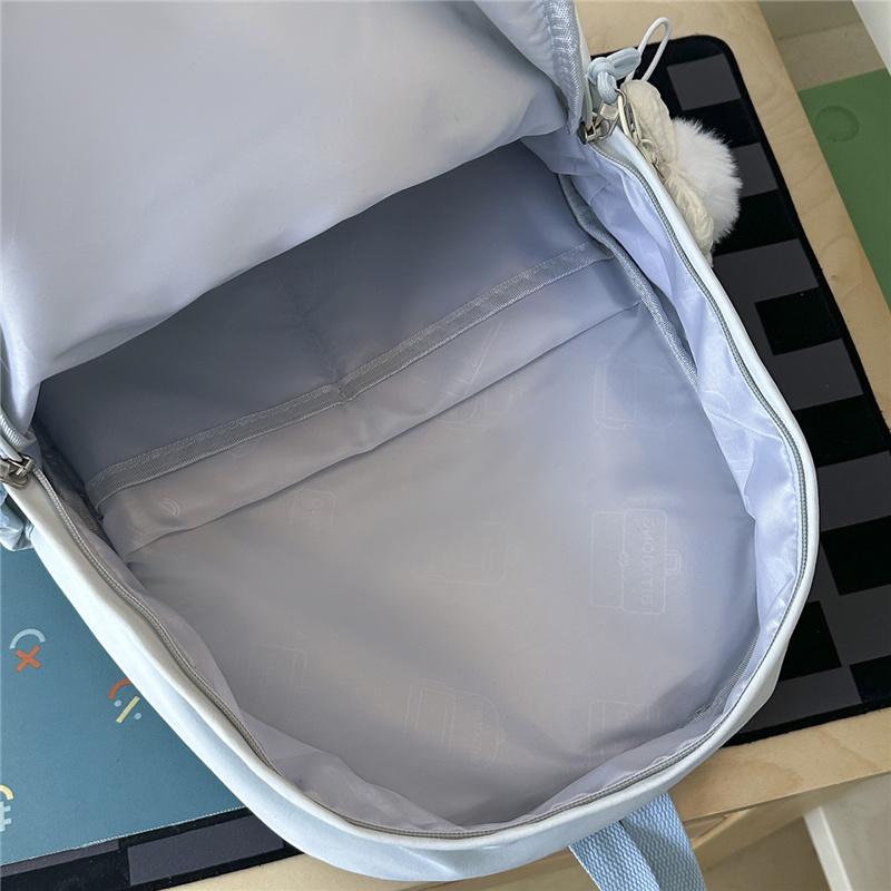 Cute Butterfly Embroidered School Backpack with Front Pocket Casual Daypack for Girls Daily Use