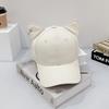 Cute Sweet 3D Cat Ears Baseball Cap Sun Protection Adjustable Baseball Hats Hard Top Visor Peaked Cap Spring and Summer