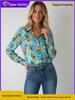 2026 Stylish Blue Floral Print Women's Loose Fit Shirt