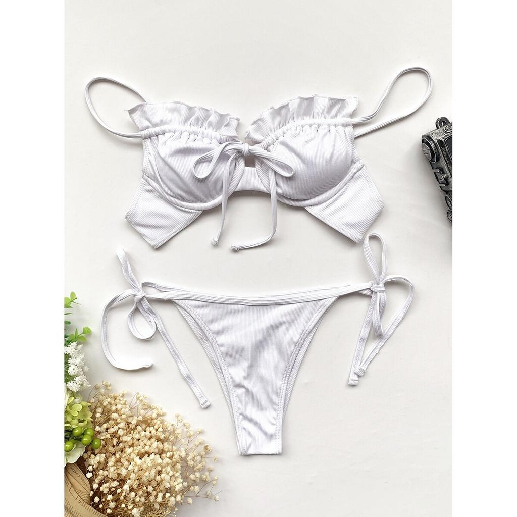 Femmes Bikini Push Up 5 couleurs maillot de bain maillot de bain pour femme Sexy Bikini ensemble à volants Biquini Micro Bikini Biquini maillot de bain maillot de bain