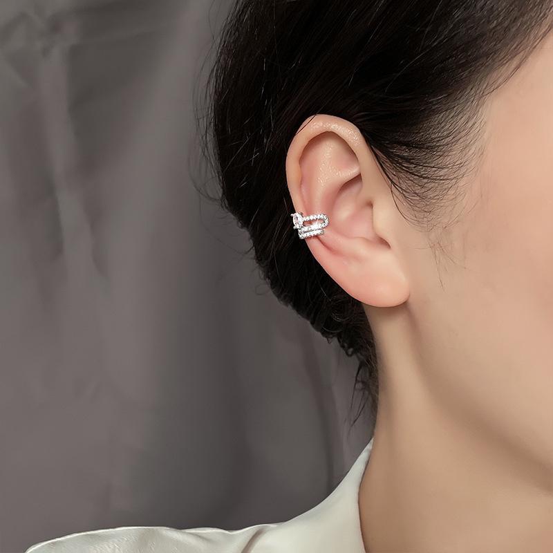 Zilverkleurige Zirkonia Parel Clip-On Oorbellen voor Vrouwen Geometrische Ear Cuff Zonder Piercing Meisjes Sieraden Cadeaus