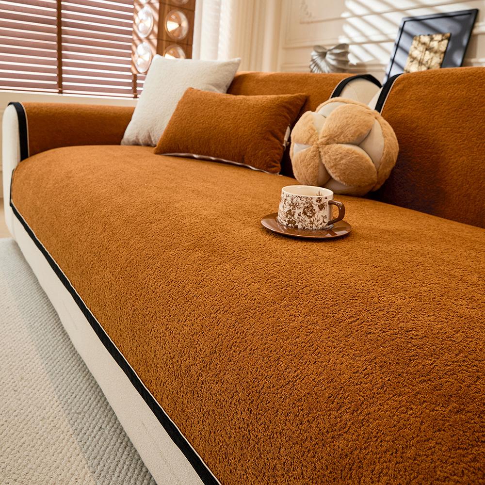 

Cream Wind Seat Cushion Four Seasons Universal Sofa Cushion Chenier Non-Slip Modern Home Leather Sofa Cover Backrest Cover 70*70cm оранжевый