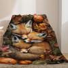 Cozy Fox Cartoon Flannel Throw Blanket - Soft, Warm, and Lightweight for Couch, Bed, Office, and Travel - Versatile All-Season