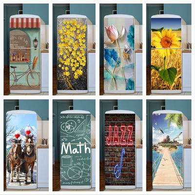 Keuken Zelfklevende Koelkastdeurbekleding Behang Vaatwasser Koelkast Wrap Sticker Kunst Koelkastdeurbekleding Sticker
